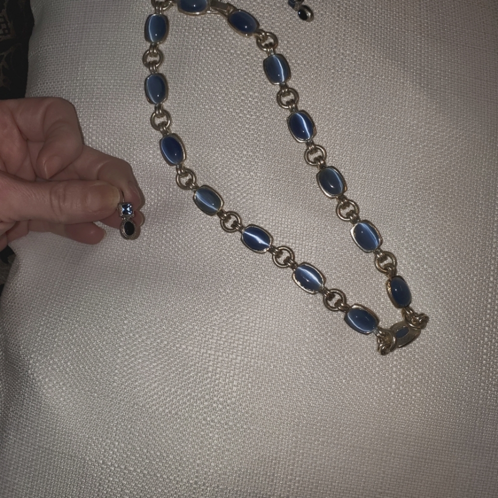 Bright Blue stone necklace and matching earrings